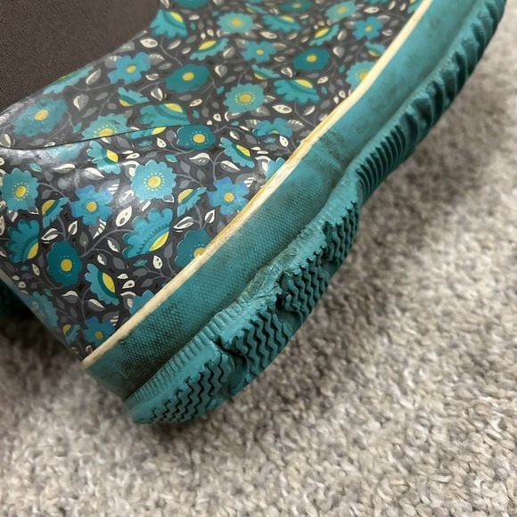 BOGS Youth Classic Floral Boots Kids Youth Size 2 Teal Insulated Waterproof Boot - Picture 9 of 11